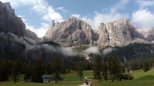 Panoramic view of landscape and mountains against sky