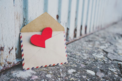 Close-up of heart shapes on street