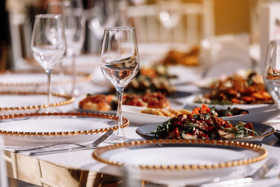 Wineglasses on table