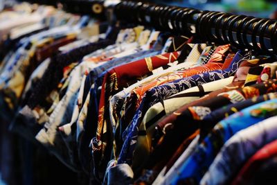 Close-up of clothes for sale at store