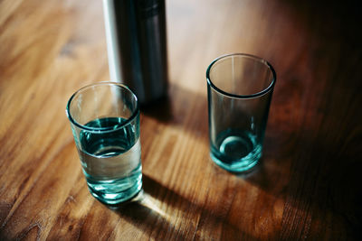 Close-up of water in glass on table