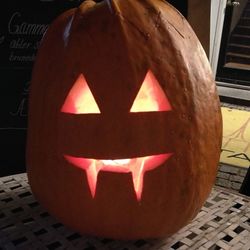 Close-up view of halloween pumpkin