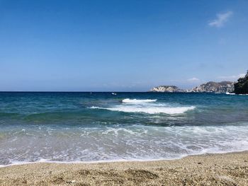 Scenic view of sea against clear sky