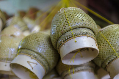 Close up of local weaved baskets