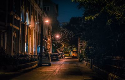 Illuminated street light at night