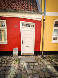 Closed door of building