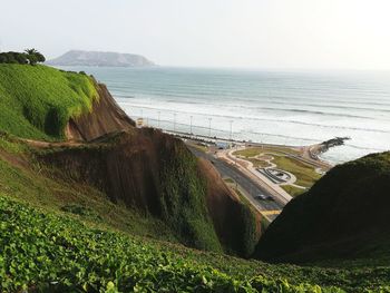 Scenic view of sea against clear sky