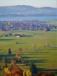 High angle view of townscape against sky