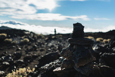 Close-up of stack of rock