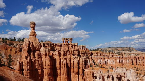 Panoramic view of rock formation against sky