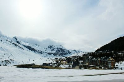 Scenic view of snowcapped mountains