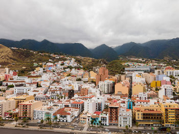 High angle view of townscape against sky