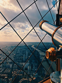 Cityscape seen through railing