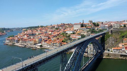 High angle view of bridge over river