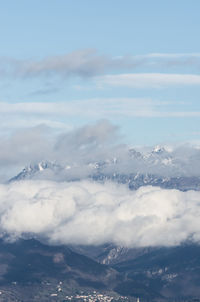 Aerial view of mountains against sky