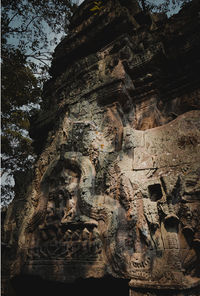 Low angle view of carving on building