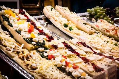 Close-up of fresh food at display cabinet at store