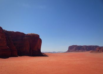 Rock formations in desert against clear sky