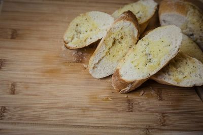 High angle view of bread on table