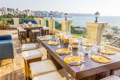 High angle view of food on table