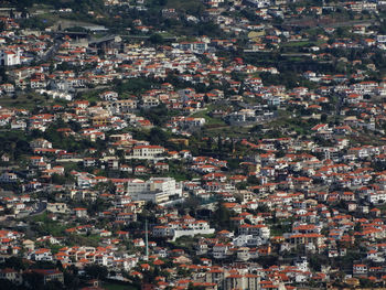 High angle view of buildings in city