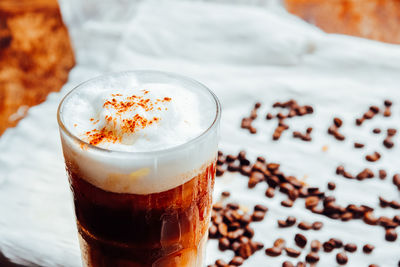 Close-up of coffee cup on table