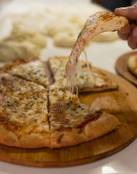 Close-up of pizza on table