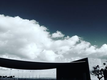 Low angle view of building against cloudy sky