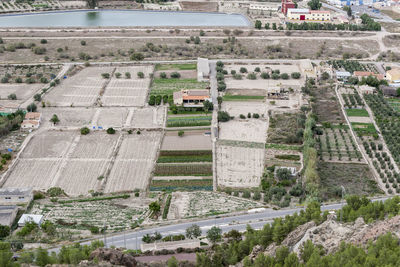 High angle view of buildings