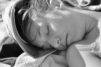 Close-up of woman sleeping