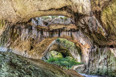 Low angle view of rock formations