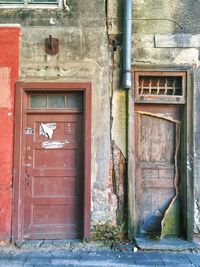 Closed door of old building