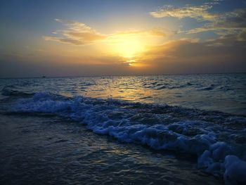 Scenic view of sea against sky during sunset