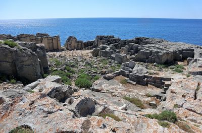 Scenic view of sea against clear sky