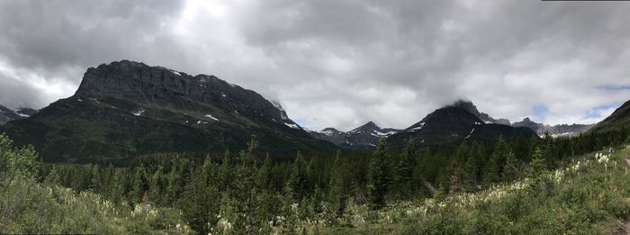 Panoramic view of landscape and mountains against sky