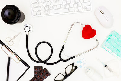 High angle view of heart shape on table