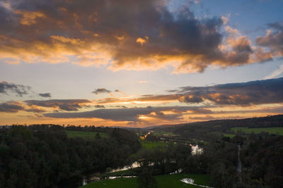 Scenic view of landscape against sky during sunset