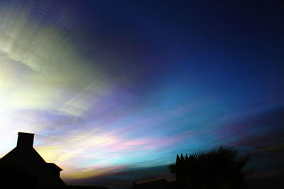 Low angle view of silhouette trees against sky at sunset