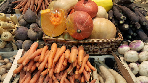 Full frame shot of vegetables at market stall