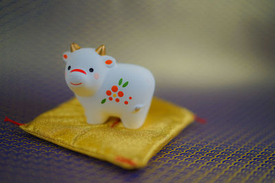 Close-up of piggy bank on table