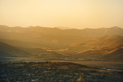 Scenic view of mountains against clear sky