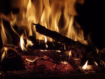 Close-up of bonfire at night