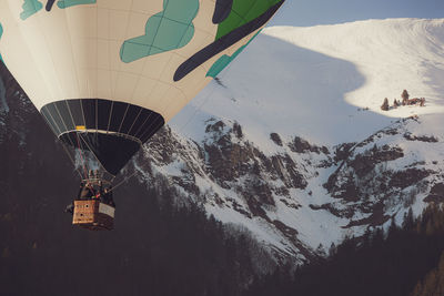 Low angle view of hot air balloons