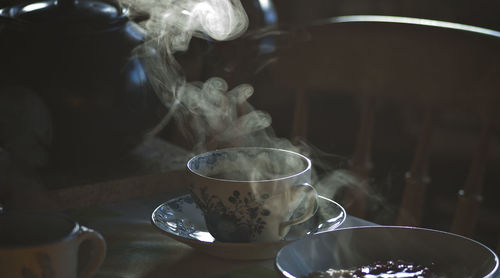 A steaming cup of tea