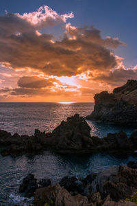 Scenic view of sea at sunset