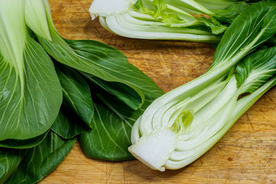 High angle view of vegetables on table