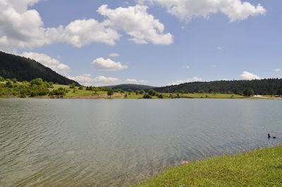 Scenic view of lake against sky