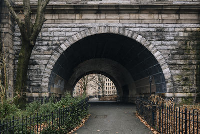 Bridge in riverside drive, upper manhattan, arch walk road underneath