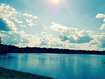 Scenic view of sunset over lake