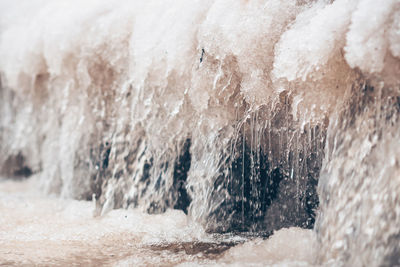 Close-up of waterfall during winter